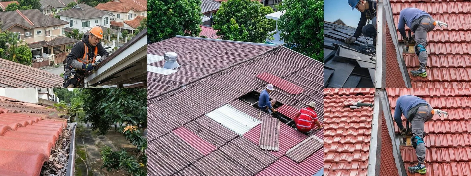 Aerial view of residential rooftops