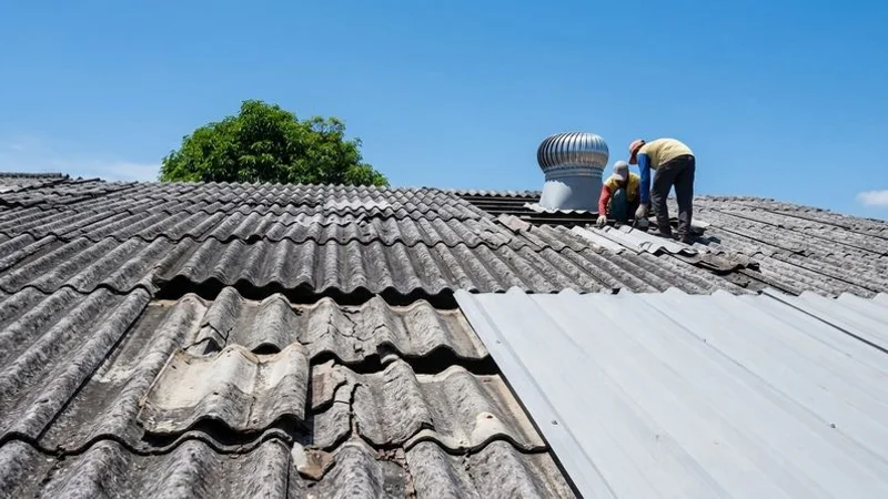 Close-up photograph of cracked and deteriorating roof tiles on a Malaysian residential property showing age-related wear